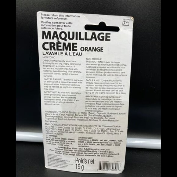 Amscan ORANGE Cream Makeup Costume Accessory 0.7 oz. - Picture 2 of 2